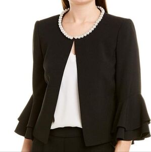 Tahari Pearl Collar Classic French Style Open Blazer Cape Jacket XL